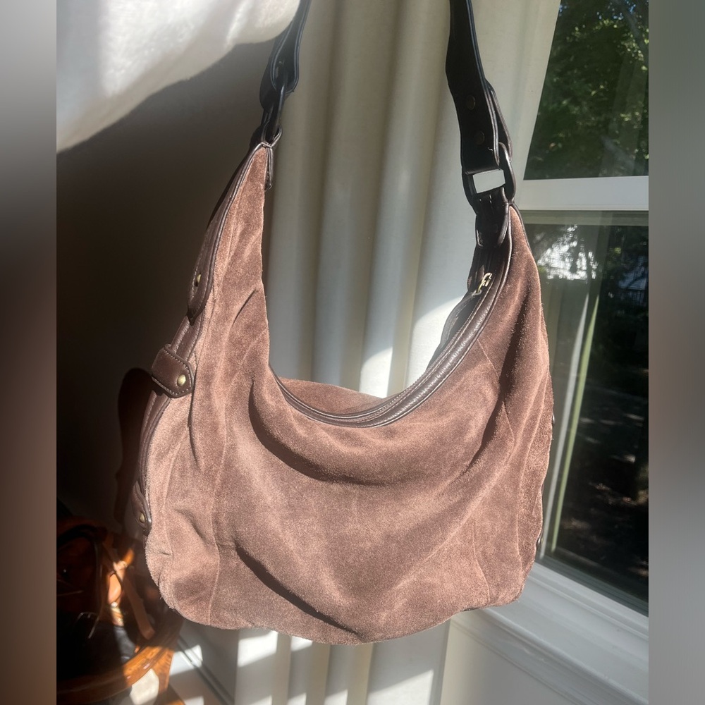 Cole Haan chocolate fine suede hand bag